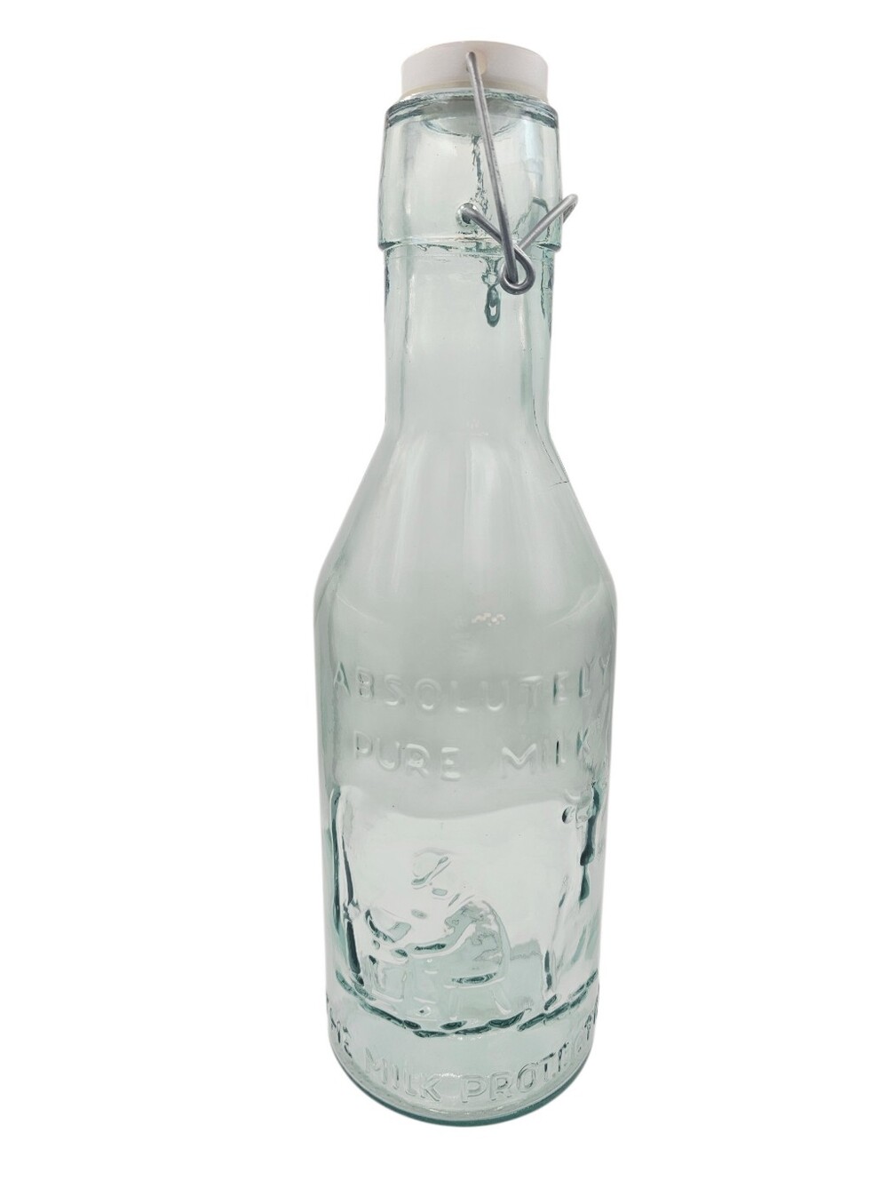 Absolutely Pure Milk Glass Bottle "The Milk Protector" Farmhouse Decor